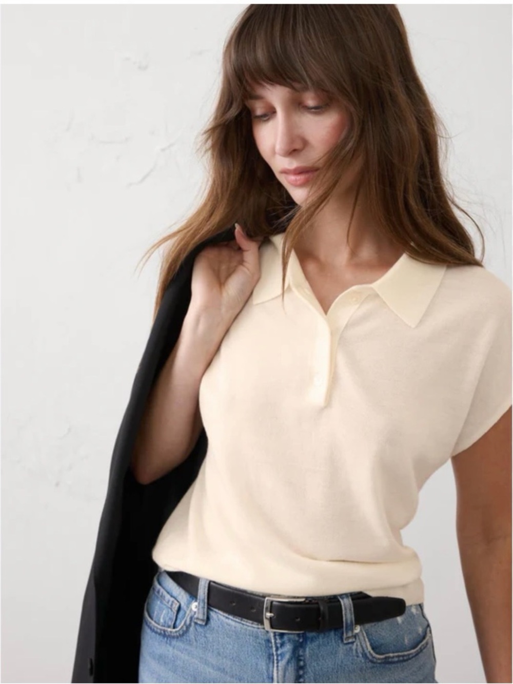 Banana Republic Merino Wool Cream Polo Sleeveless Sweater. Size S
